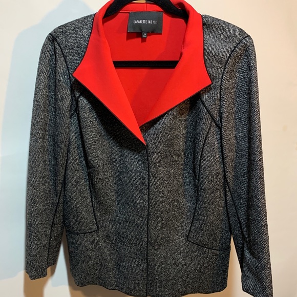 Layfayette 148 Black Red career jacket 14 - Picture 2 of 8